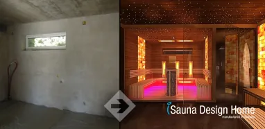 Kombinált beépített szauna szaunaházban