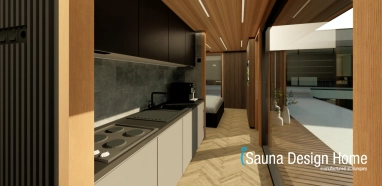 mini konyha wellness pihenőházban